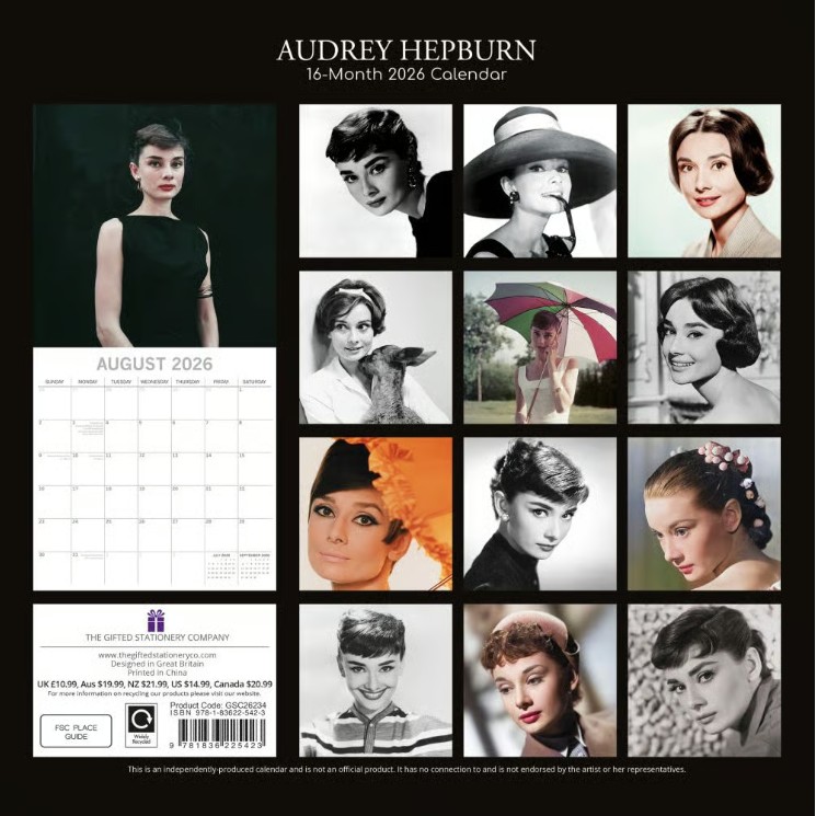 Audrey Hepburn 2026 Wall Calendar