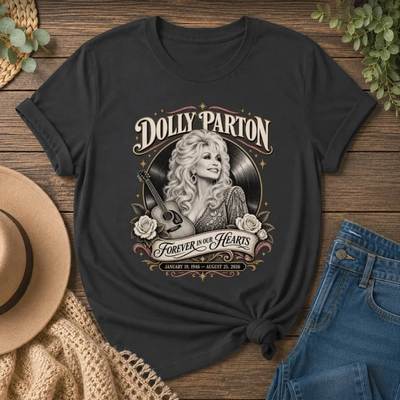 Dolly Parton Memorial, Forever in Our Hearts Vintage Country Tribute Black Shirt