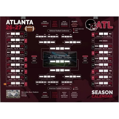 Atlanta Football 26-27 Calendar, Printable Wall Chart, Football Matches Schedule
