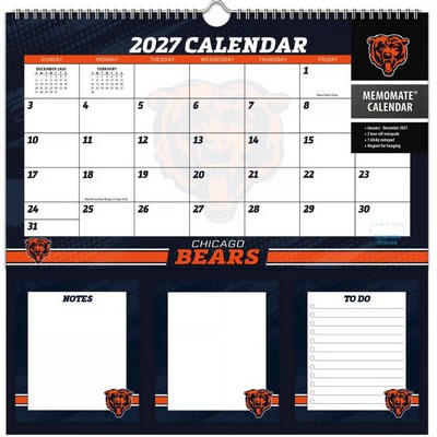 NFL Chicago Bears 2027 Memomate Spiral Wall Calendar