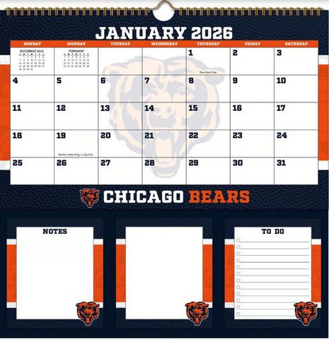 Chicago Bears 2026 Memomate Spiral Wall Calendar