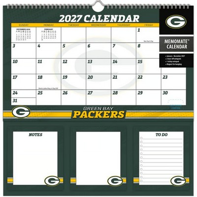 NFL Green Bay Packers 2027 Memomate Spiral Wall Calendar