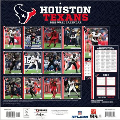 NFL Houston Texans 2026 Wall Calendar