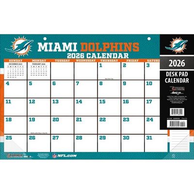 NFL Miami Dolphins Small 2026 Desk Pad Calendar
