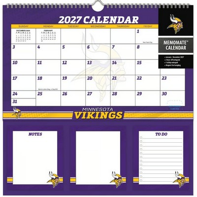 NFL Minnesota Vikings 2027 Memomate Spiral Wall Calendar