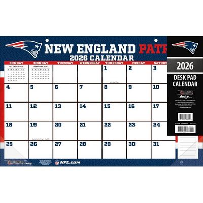 NFL New England Patriots Small 2026 Desk Pad Calendar