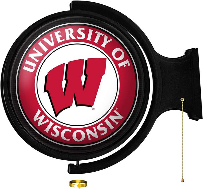 Wisconsin Badgers: Round Lighted Rotating Wall Sign